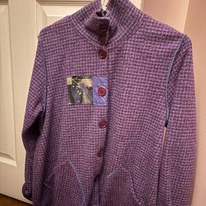 Only 30 made! Chic Purple Women's Blazer with Hand-painted Artistic Patch.